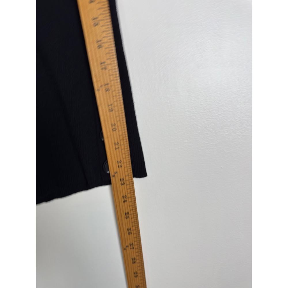 Minimalist Cable & Gauge Womens XL Knit Top Black Ribbed V-Neck Side Button Wrap - Picture 5 of 7